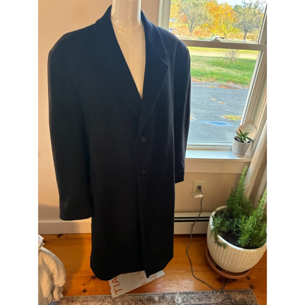 Vintage Jones New York Long Black Heavy Wool Coat size L/XL